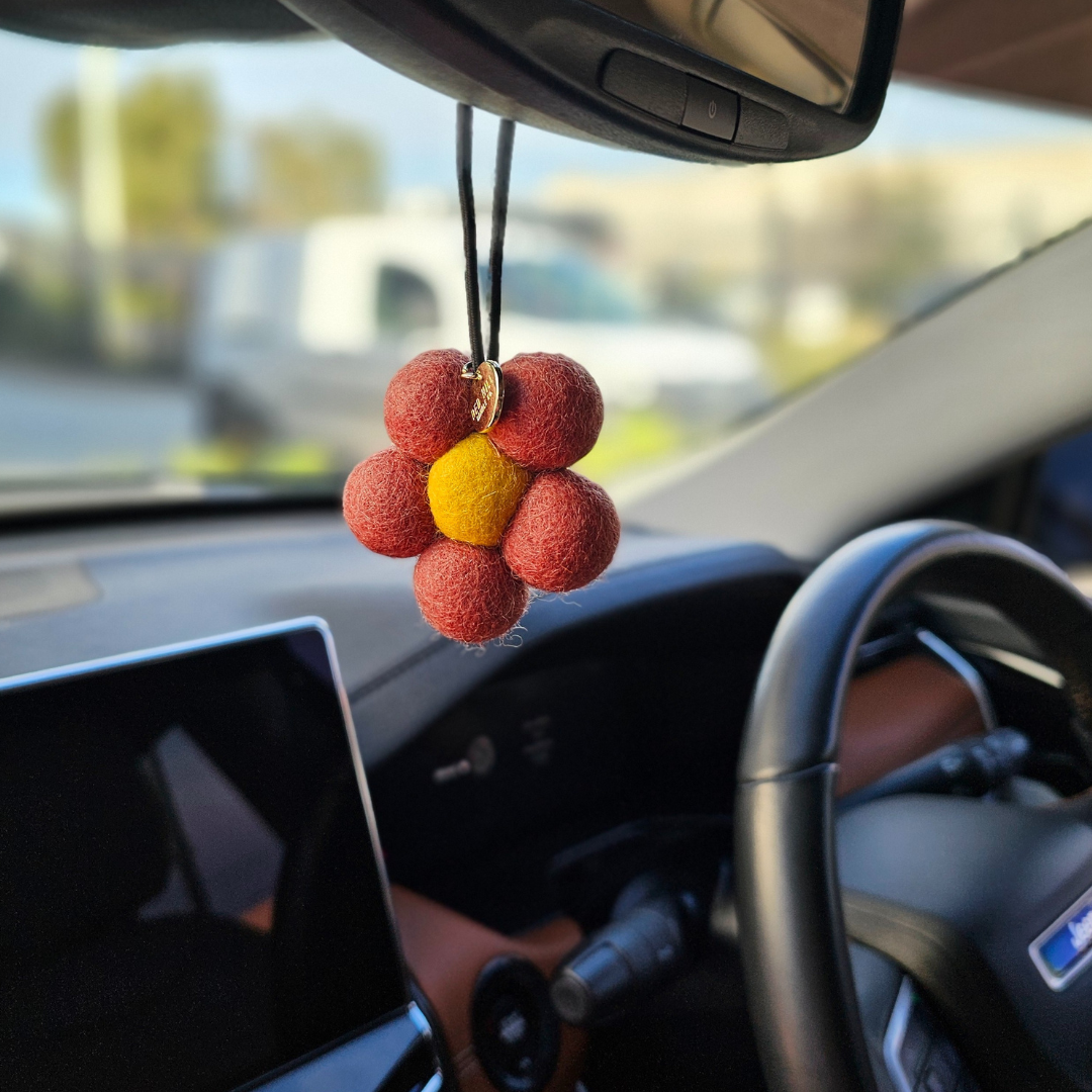 Champagne & Pomegranate Felt Flower Air Freshener